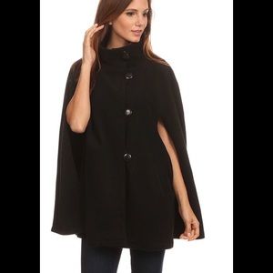 Black fleece cape poncho